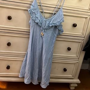 Blue beaded ruffle boutique sundress